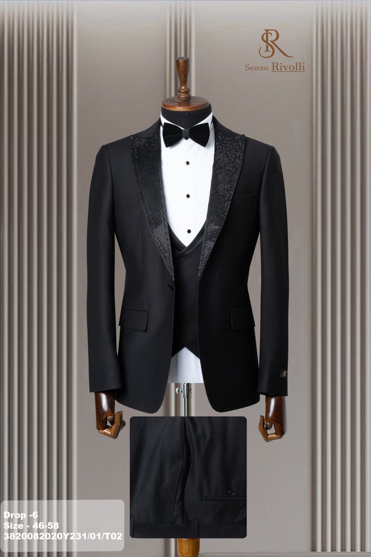 Costume Noir Cérémonie avec Strass