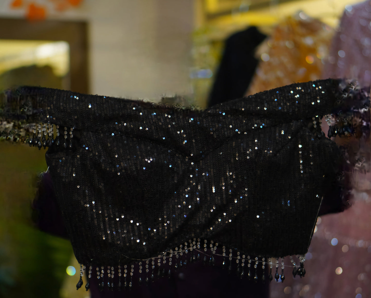 Lehenga Noir Pailleté