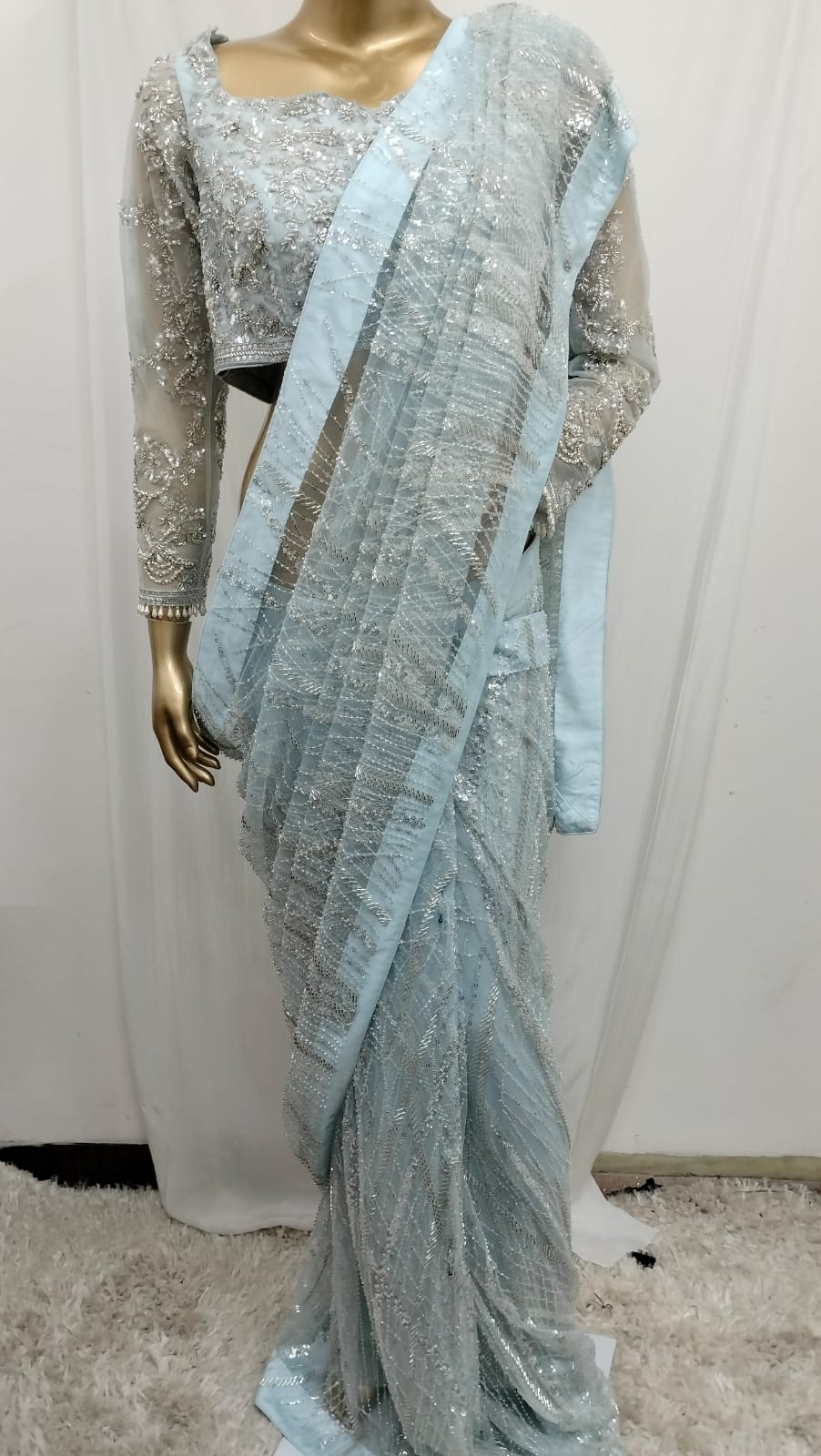 Saree Blue Luxury Handwork