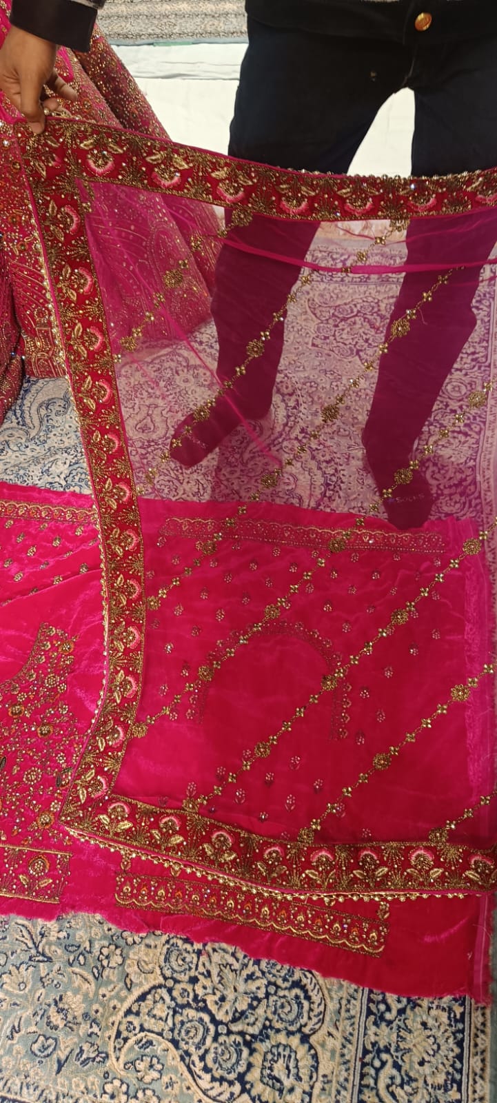Lehenga Rose et Doré Luxury