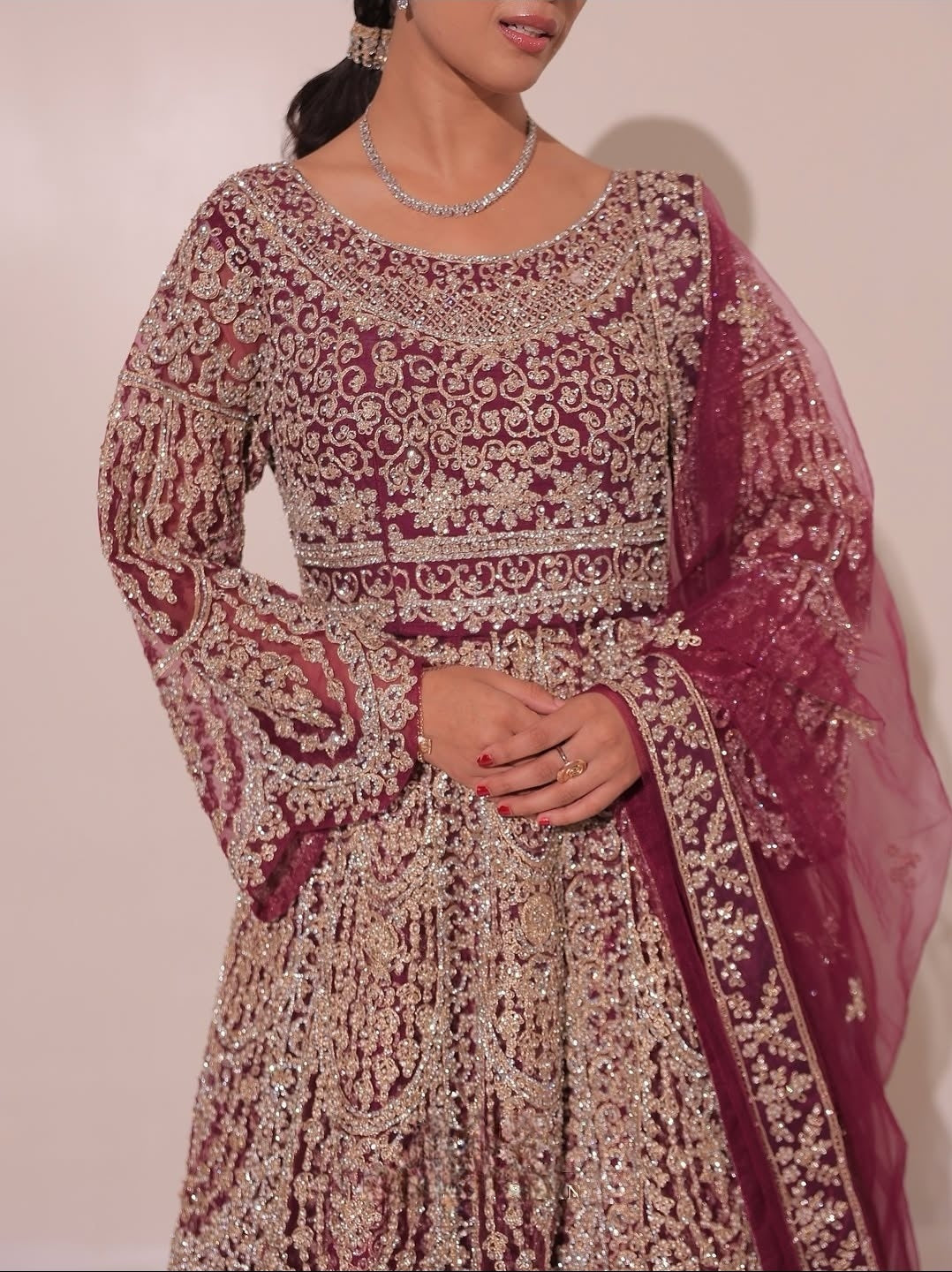 Lehenga Red Wine Anarkali