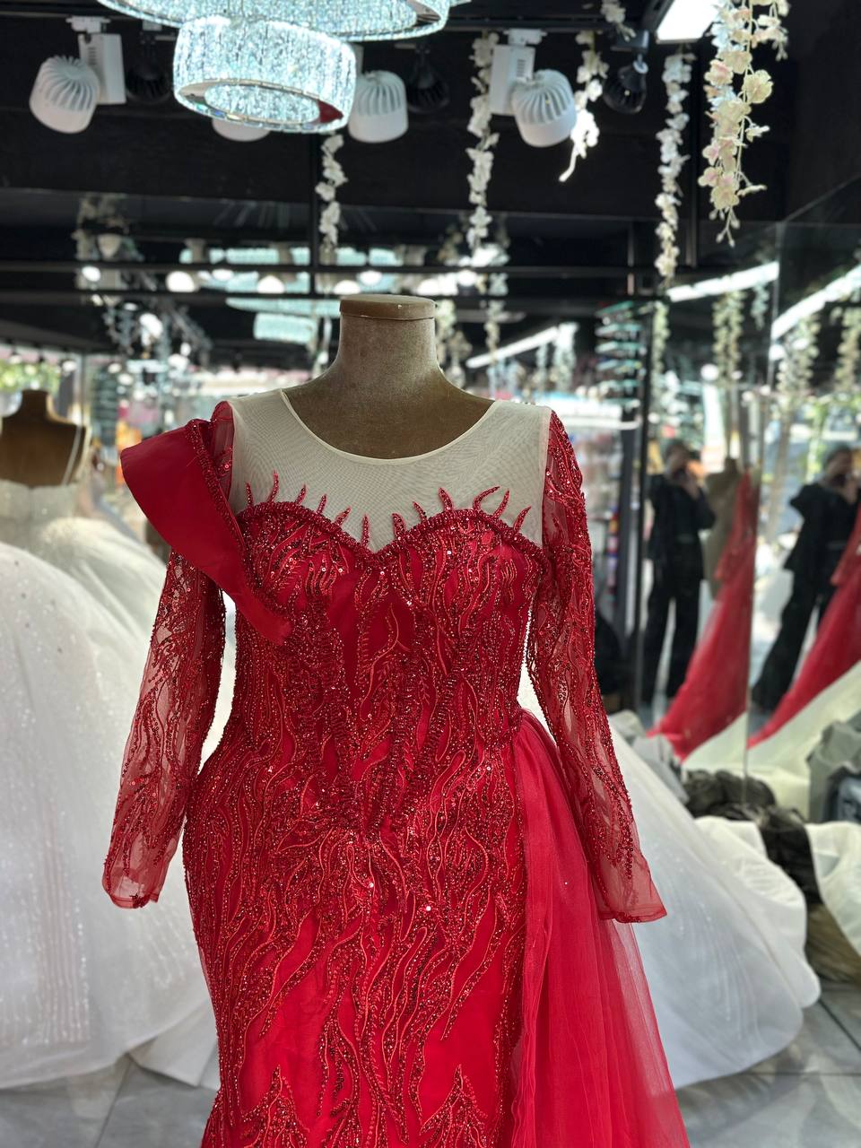 Magnifique Robe de Mariée Sirène Rouge Luxury