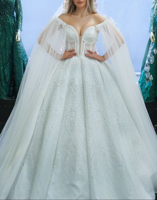 Robe de Mariée Princesse Luxury, Manches Voile