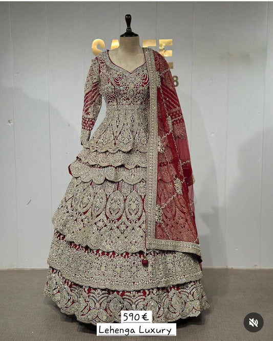 Lehenga Rouge Luxury Mariage
