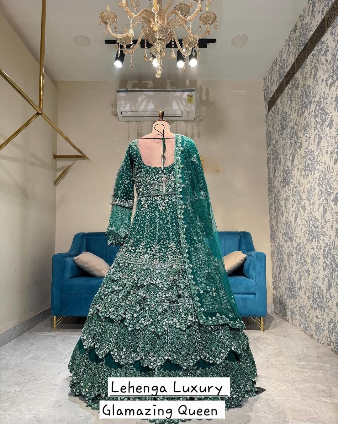 Lehenga Vert Mariage